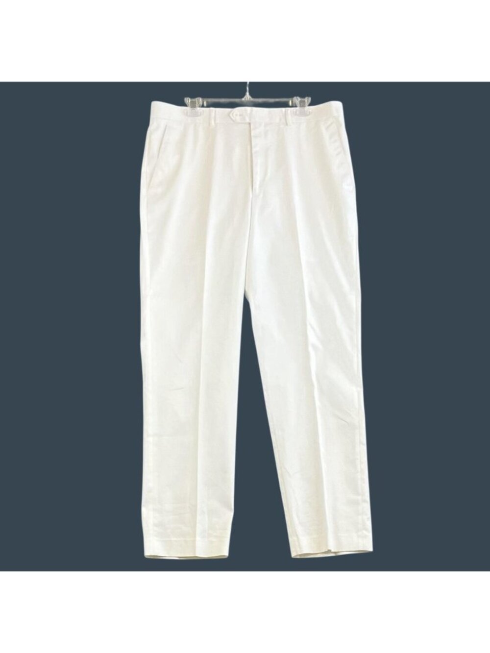 Alan Flusser Mens 36x32 White Pants Chino Flat Front Straight Lined Dress Casual